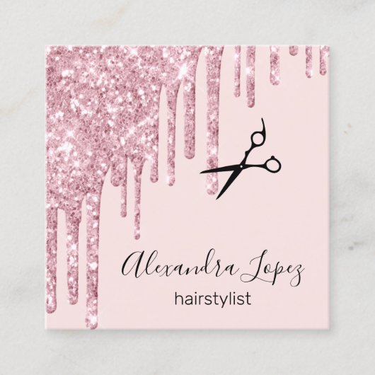 エレガントバラ金ゴールドグリッター乾燥 スクエア名刺 (正面)