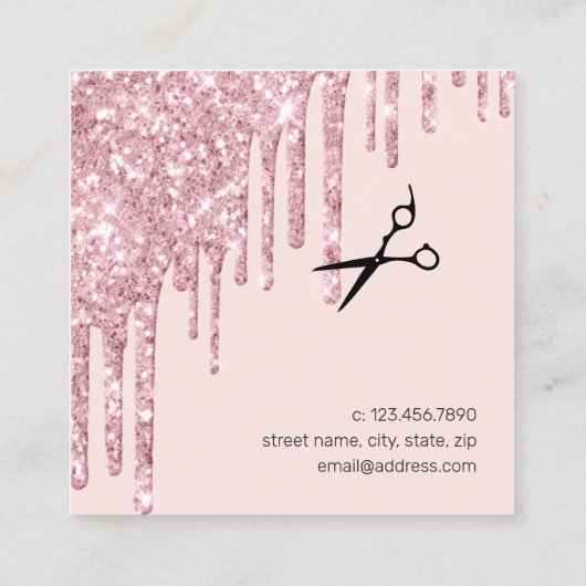 エレガントバラ金ゴールドグリッター乾燥 スクエア名刺 (裏面)