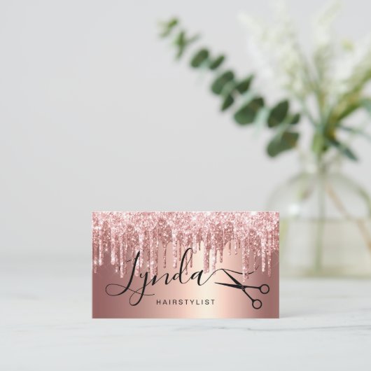 エレガントバラ金ゴールドグリッター乾燥 名刺 (スタンド正面)