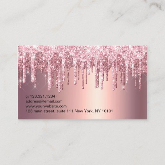 エレガントバラ金ゴールドグリッター乾燥 名刺 (裏面)