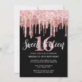 エレガントバラ金ゴールドグリッター乾燥sweet sixteen 招待状 (正面)