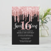 エレガントバラ金ゴールドグリッター乾燥sweet sixteen 招待状 (スタンド正面)