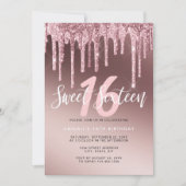 エレガントバラ金ゴールドグリッター乾燥sweet sixteen 招待状 (正面)