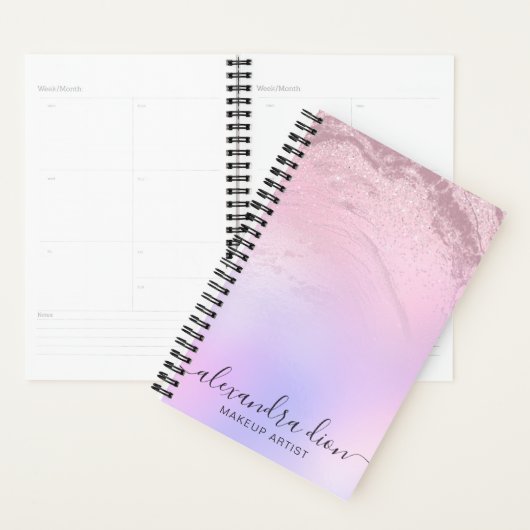 エレガントバラ金ゴールドグリッター大理石メイクアップアーティスト プランナー手帳 (ディスプレー)