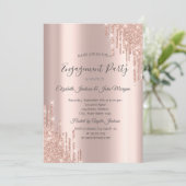 エレガントバラ金ゴールドグリッター婚約 招待状 (スタンド正面)