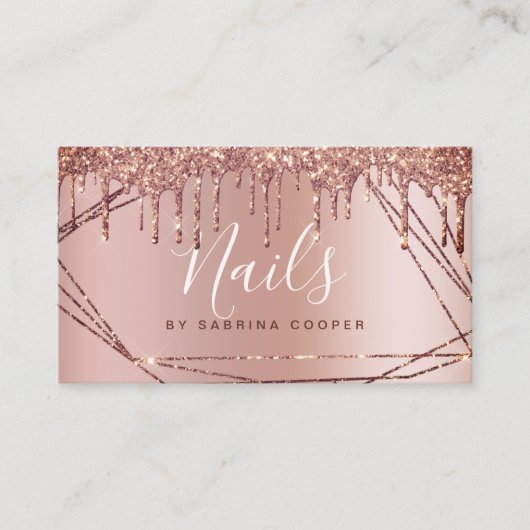 エレガントバラ金ゴールドグリッター枠金属爪、 ネイル 名刺 (正面)