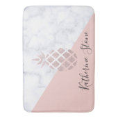 エレガントバラ金ゴールドグリッター白大理石赤面ピンク バスマット (正面縦)