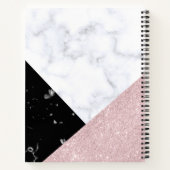 エレガントバラ金ゴールドグリッター白黒大理石 ノートブック (裏面)