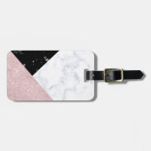 エレガントバラ金ゴールドグリッター白黒大理石 ラゲッジタグ (正面横)