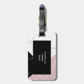 エレガントバラ金ゴールドグリッター白黒大理石 ラゲッジタグ (裏面縦)