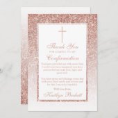 エレガントバラ金ゴールドグリッター確認又は洗礼 サンキューカード (正面/裏面)