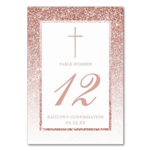 エレガントバラ金ゴールドグリッター確認又は洗礼 テーブルナンバー (裏面)