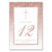 エレガントバラ金ゴールドグリッター確認又は洗礼 テーブルナンバー (正面)