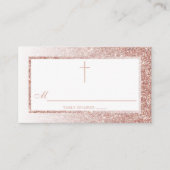 エレガントバラ金ゴールドグリッター確認又は洗礼 プレイスカード (正面)