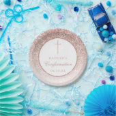 エレガントバラ金ゴールドグリッター確認又は洗礼 ペーパープレート (パーティー)