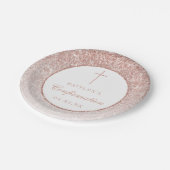 エレガントバラ金ゴールドグリッター確認又は洗礼 ペーパープレート (アングル)