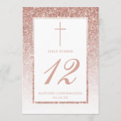 エレガントバラ金ゴールドグリッター確認又は洗礼 招待状 (裏面)