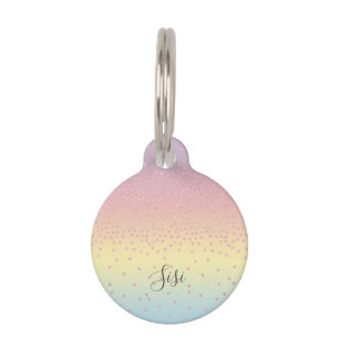 エレガントバラ金ゴールドグリッター紙吹雪点勾配 ペット ネームタグ