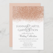 エレガントバラ金ゴールドグリッター結婚式招待状 招待状 (正面/裏面)