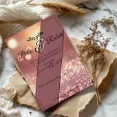 エレガントバラ金ゴールドグリッター結婚式招待状 招待状