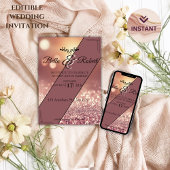 エレガントバラ金ゴールドグリッター結婚式招待状 招待状