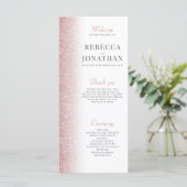 エレガントバラ金ゴールドグリッター結婚式 プログラムカード (スタンド正面)