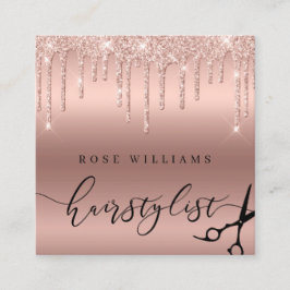 エレガントバラ金ゴールドグリッター美容師 スクエア名刺
