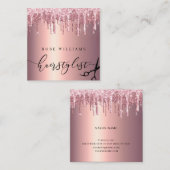 エレガントバラ金ゴールドグリッター美容師 スクエア名刺 (正面/裏面)