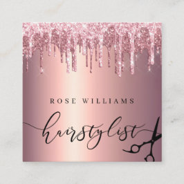 エレガントバラ金ゴールドグリッター美容師 スクエア名刺