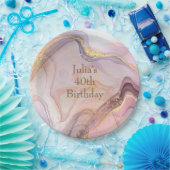 エレガントバラ金ゴールドグリッター誕生日パーティー ペーパープレート (パーティー)