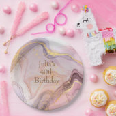 エレガントバラ金ゴールドグリッター誕生日パーティー ペーパープレート (パーティー)