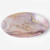 エレガントバラ金ゴールドグリッター誕生日パーティー ペーパープレート (アングル)