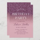 エレガントバラ金ゴールドグリッター誕生日招待状 招待状 (正面/裏面)