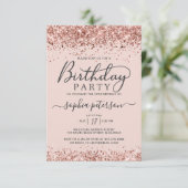 エレガントバラ金ゴールドグリッター赤面any年齢誕生日 招待状 (スタンド正面)