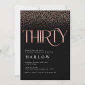 エレガントバラ金ゴールドグリッター30th誕生日招待状 案内状 (正面)
