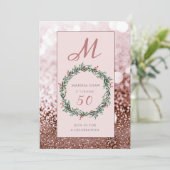 エレガントバラ金ゴールドグリッター50誕生日 招待状 (スタンド正面)