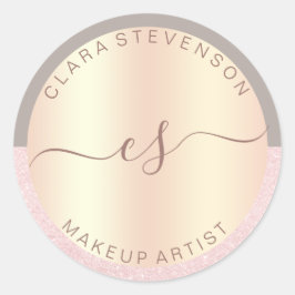 エレガントバラ金ゴールドグリッター&グレーメイクアップアーティスト ラウンドシール
