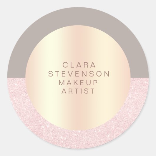 エレガントバラ金ゴールドグリッター&グレーメイクアップアーティスト ラウンドシール (正面)