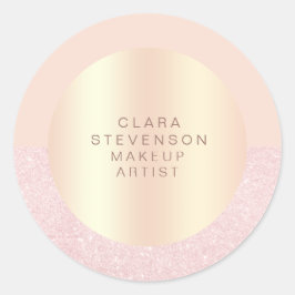 エレガントバラ金ゴールドグリッター&ピンクメイクアップアーティスト ラウンドシール