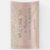 エレガントバラ金ゴールドグリッター《写真》ぼけ味結婚のバナー 横断幕 (縦)