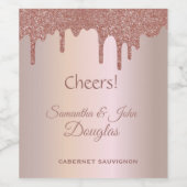 エレガントバラ金ゴールドグリッター、赤面及びブラック文字 ワインラベル (シングルラベル)