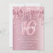 エレガントバラ金ゴールドグリッターsweet sixteen 招待状 (正面)