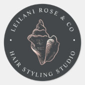 エレガントバラ金ゴールドコンチシェルパーソナライズされた ラウンドシール (正面)