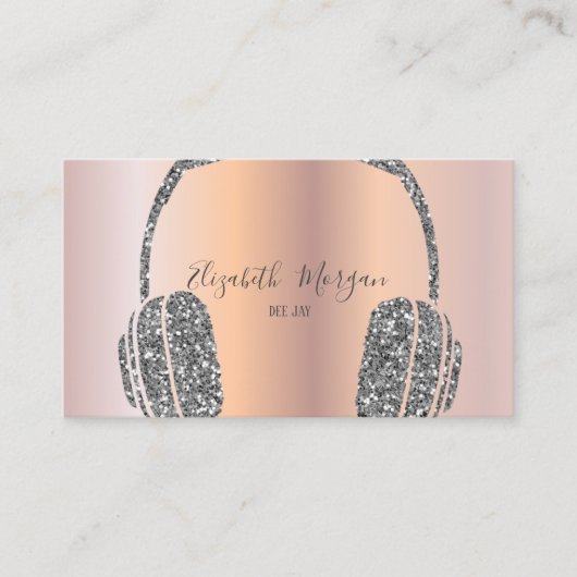 エレガントバラ金ゴールドシルバーグリッターヘッドフォンDJ 名刺 (正面)