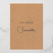 エレガントバラ金ゴールドスクリプトとフレーム仕事仲間 箔シーズンカード (裏面)