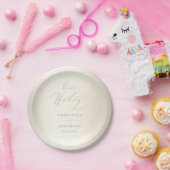 エレガントバラ金ゴールドスクリプトシャイニーシャンパ結婚ニュ ペーパープレート (パーティー)