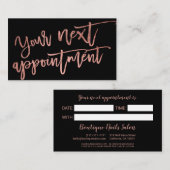 エレガントバラ金ゴールドスクリプトタイポグラフィブラック 予約カード (正面/裏面)