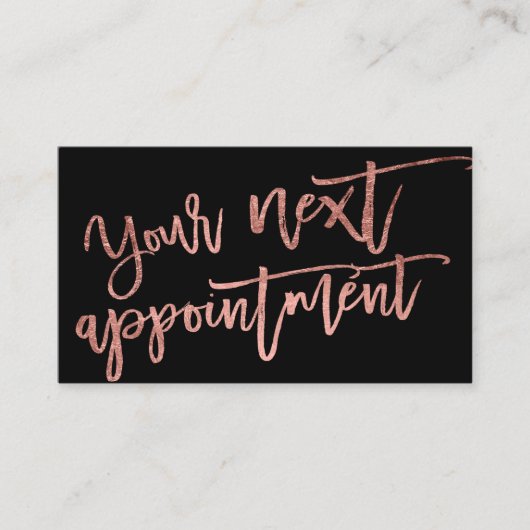 エレガントバラ金ゴールドスクリプトタイポグラフィブラック 予約カード (正面)