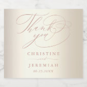 エレガントバラ金ゴールドスクリプト光沢ワきらめくインWedd スパークリングワインラベル (シングルラベル)