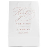 エレガントバラ金ゴールドスクリプト白結婚の感謝 ミディアムペーパーバッグ (裏面)